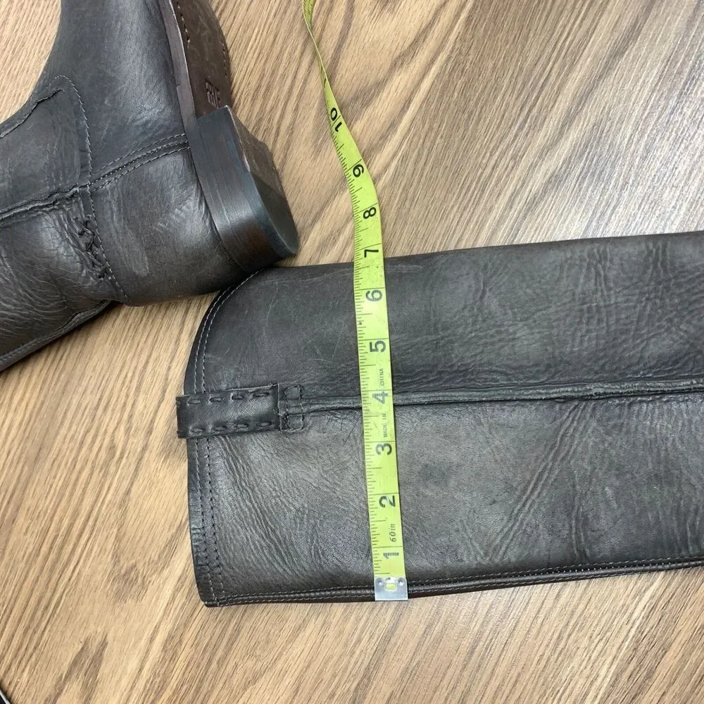 Frye Cara Leather Riding Boots‎ Size 6.5 B Tall Pull On Gray